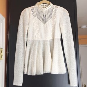 Free People Ivory Color Blouse Top Sz XS